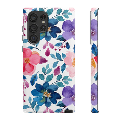 Mystic Bloom – Samsung Galaxy Case with Blue & Pink Watercolor Florals - BOGO Cases