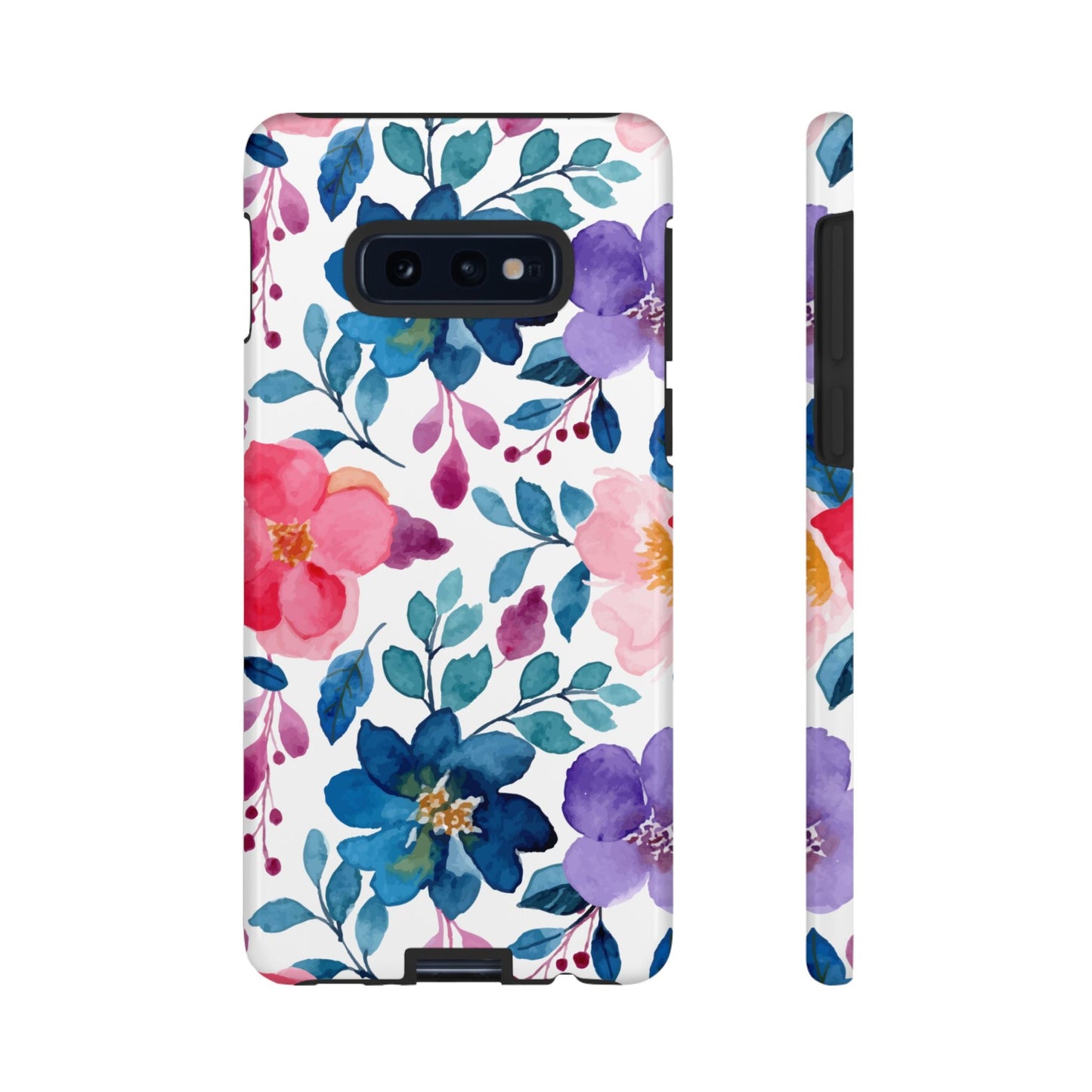 Mystic Bloom – Samsung Galaxy Case with Blue & Pink Watercolor Florals - BOGO Cases