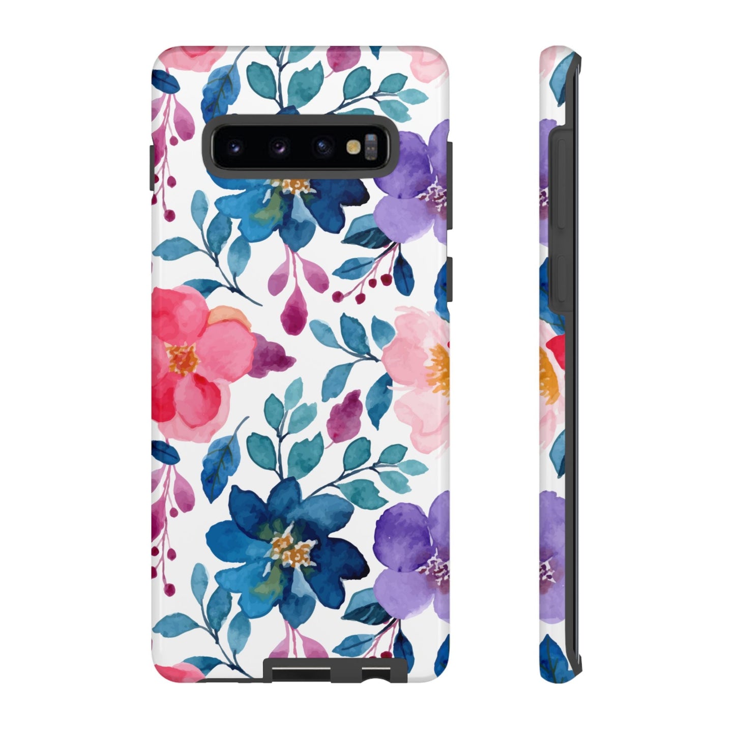 Mystic Bloom – Samsung Galaxy Case with Blue & Pink Watercolor Florals - BOGO Cases