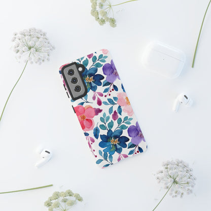 Mystic Bloom – Samsung Galaxy Case with Blue & Pink Watercolor Florals - BOGO Cases