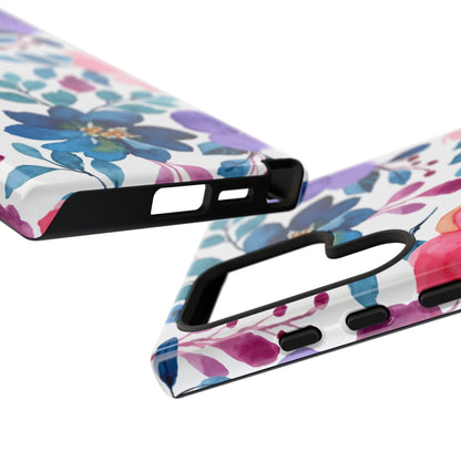 Mystic Bloom – Samsung Galaxy Case with Blue & Pink Watercolor Florals - BOGO Cases