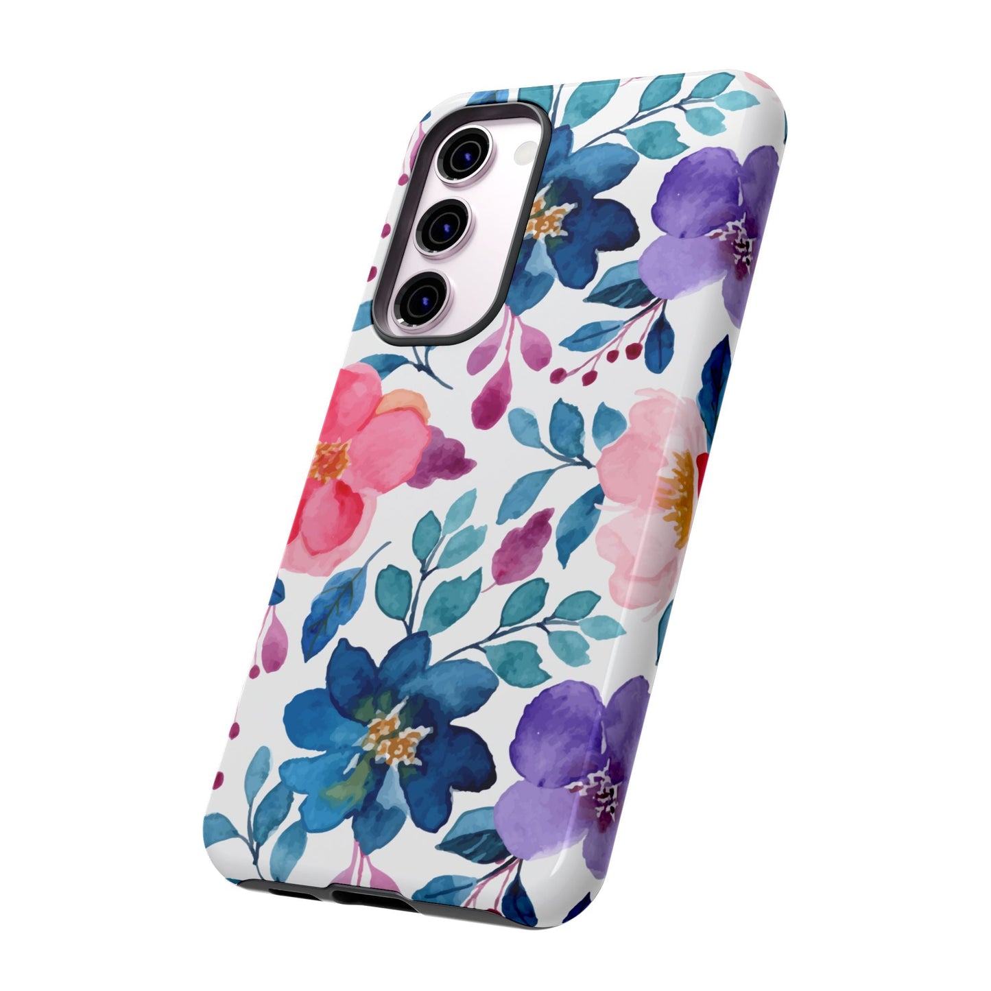 Mystic Bloom – Samsung Galaxy Case with Blue & Pink Watercolor Florals - BOGO Cases