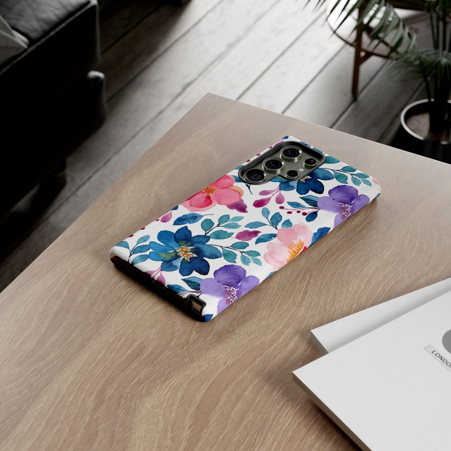 Mystic Bloom – Samsung Galaxy Case with Blue & Pink Watercolor Florals - BOGO Cases