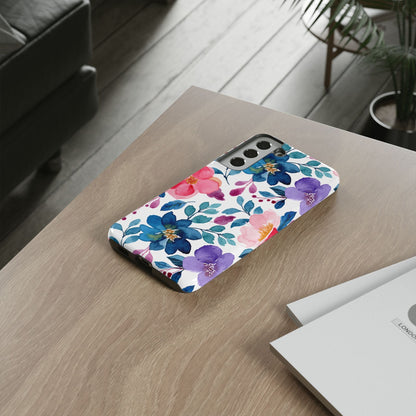 Mystic Bloom – Samsung Galaxy Case with Blue & Pink Watercolor Florals - BOGO Cases