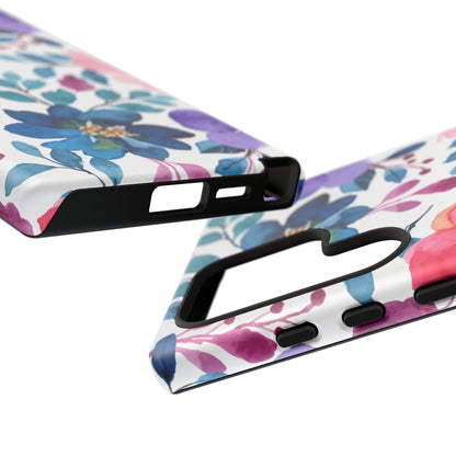 Mystic Bloom – Samsung Galaxy Case with Blue & Pink Watercolor Florals - BOGO Cases