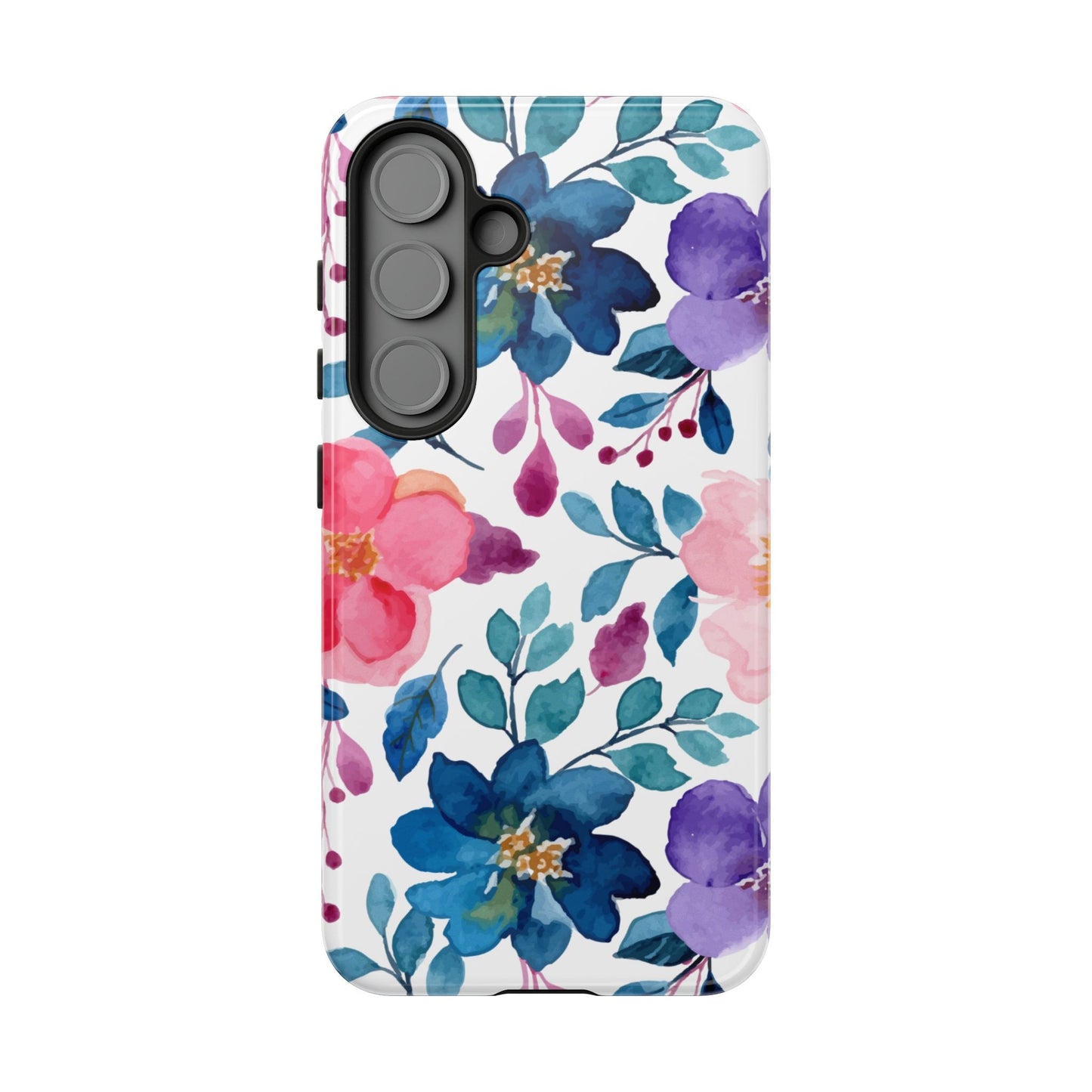Mystic Bloom – Samsung Galaxy Case with Blue & Pink Watercolor Florals - BOGO Cases
