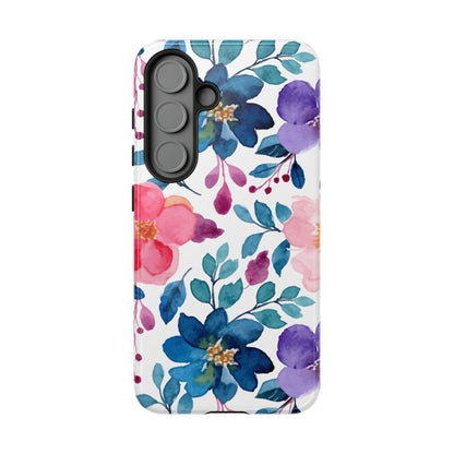 Mystic Bloom – Samsung Galaxy Case with Blue & Pink Watercolor Florals - BOGO Cases