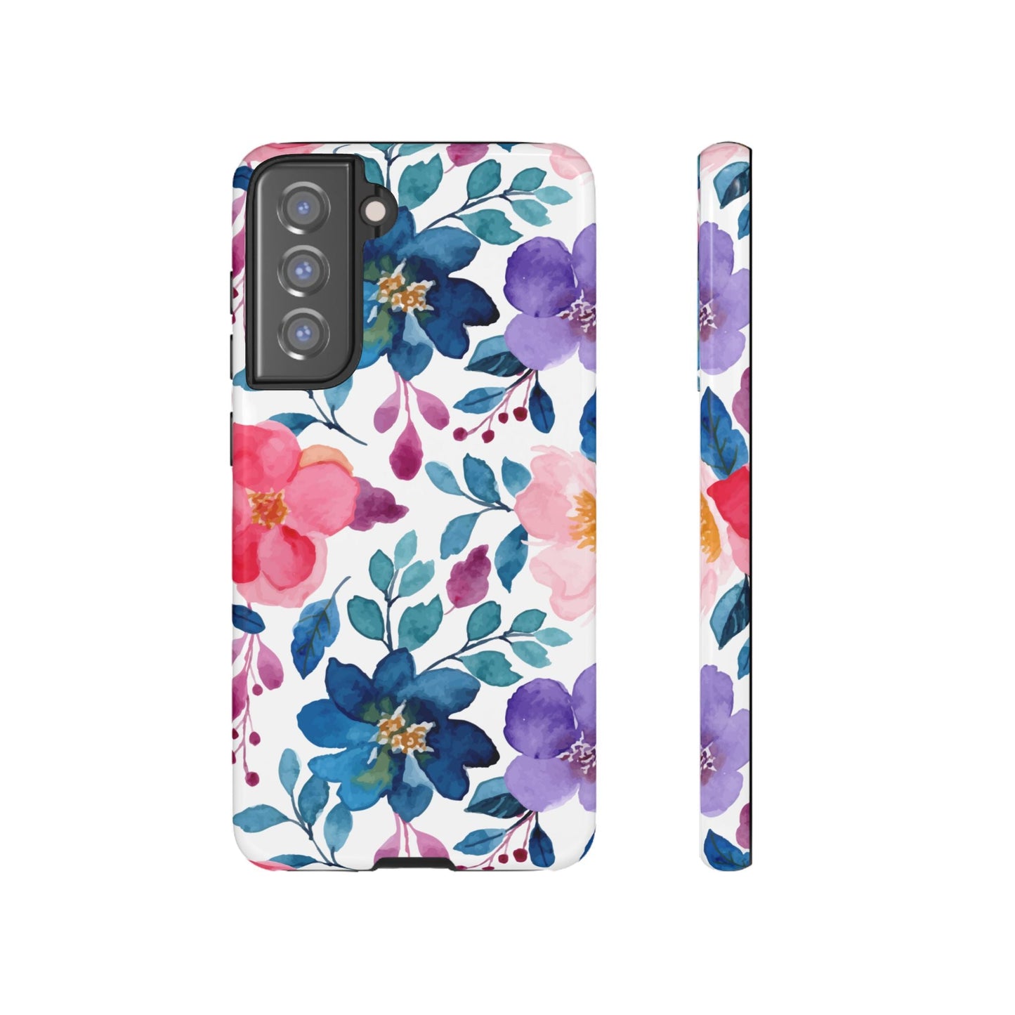Mystic Bloom – Samsung Galaxy Case with Blue & Pink Watercolor Florals - BOGO Cases