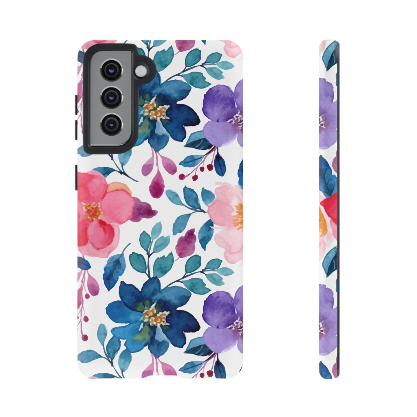 Mystic Bloom – Samsung Galaxy Case with Blue & Pink Watercolor Florals - BOGO Cases