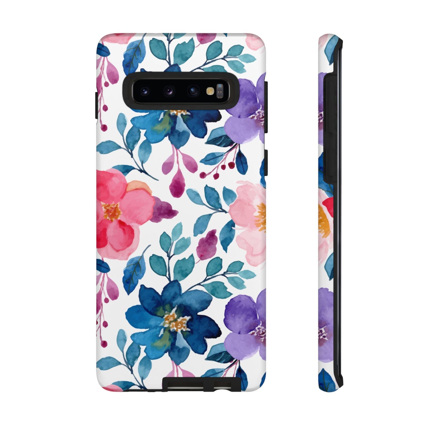 Mystic Bloom – Samsung Galaxy Case with Blue & Pink Watercolor Florals - BOGO Cases