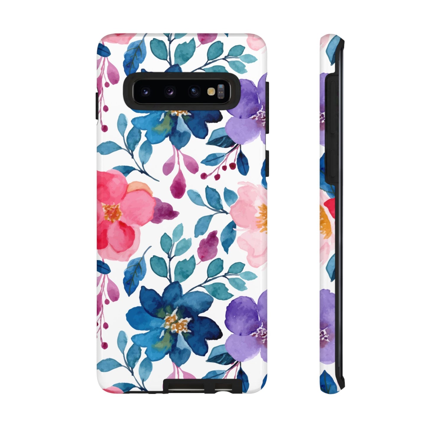 Mystic Bloom – Samsung Galaxy Case with Blue & Pink Watercolor Florals - BOGO Cases