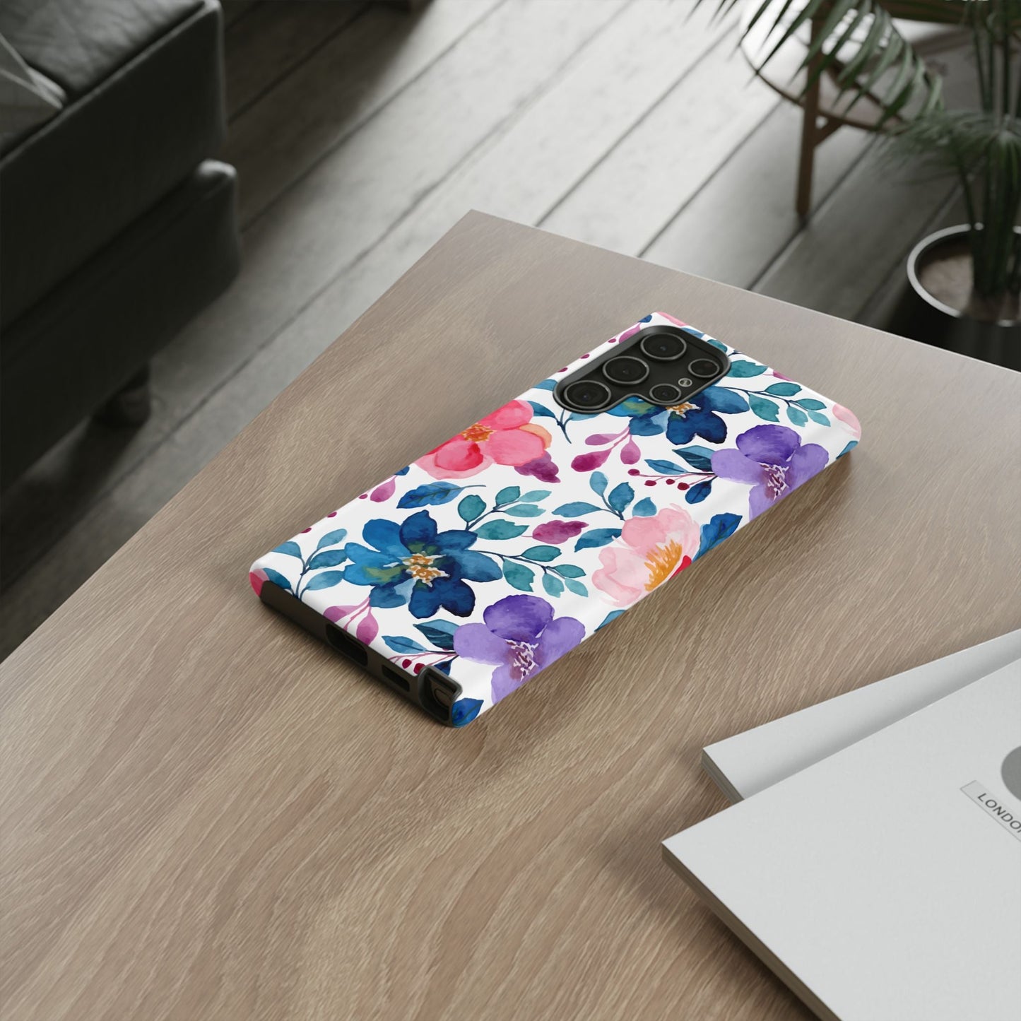 Mystic Bloom – Samsung Galaxy Case with Blue & Pink Watercolor Florals - BOGO Cases