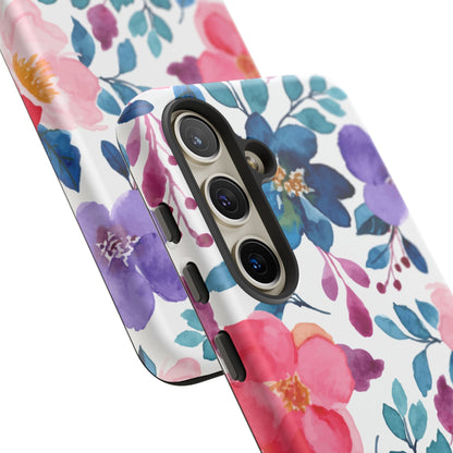Mystic Bloom – Samsung Galaxy Case with Blue & Pink Watercolor Florals - BOGO Cases