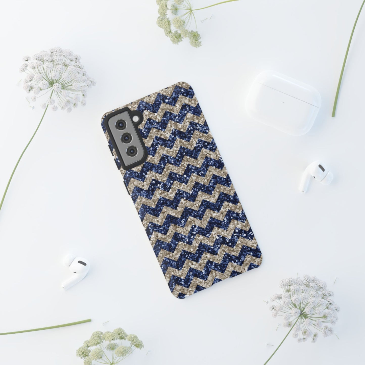 Navy Glitter Chevron – Samsung Galaxy Case - BOGO Cases