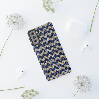 Navy Glitter Chevron – Samsung Galaxy Case - BOGO Cases