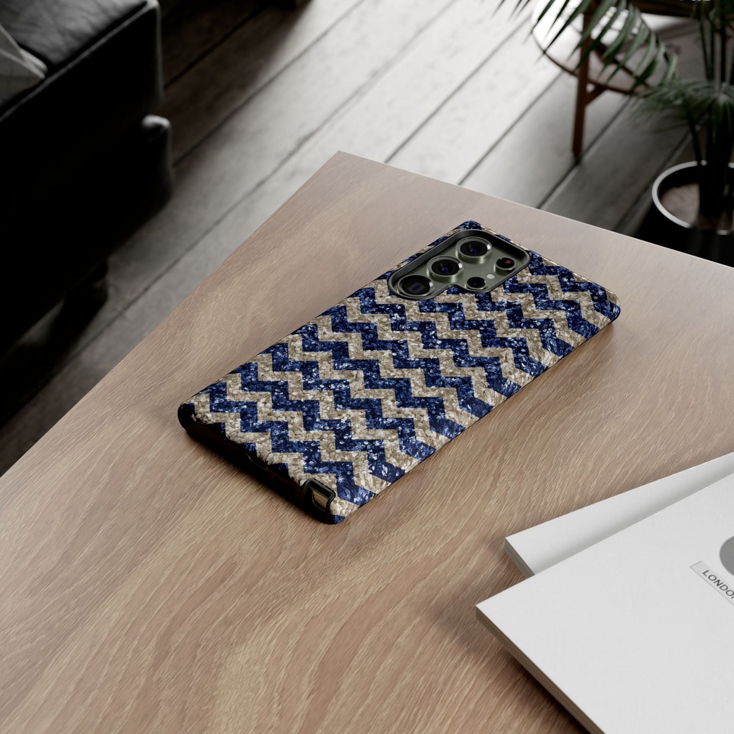 Navy Glitter Chevron – Samsung Galaxy Case - BOGO Cases