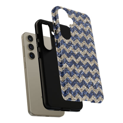 Navy Glitter Chevron – Samsung Galaxy Case - BOGO Cases