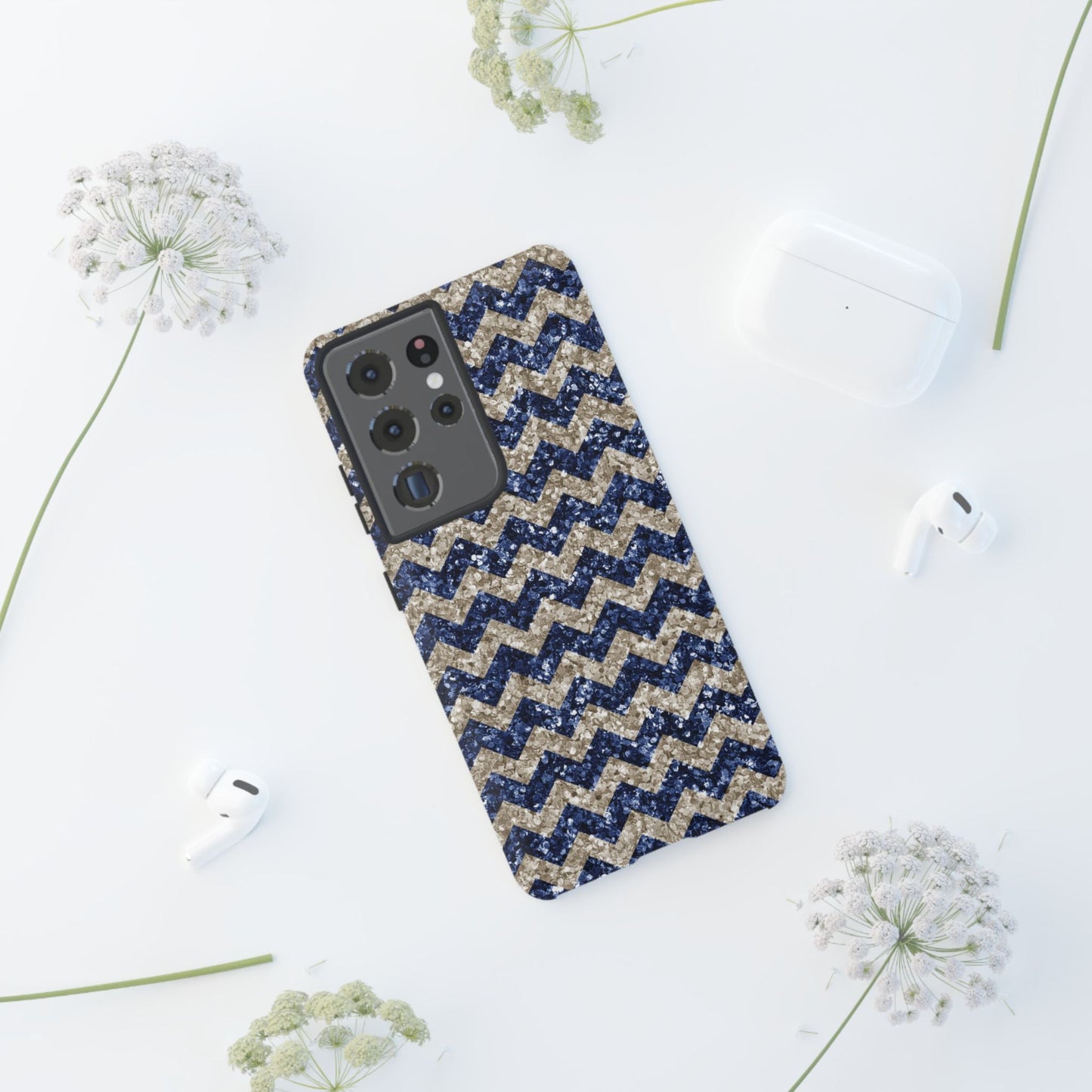 Navy Glitter Chevron – Samsung Galaxy Case - BOGO Cases