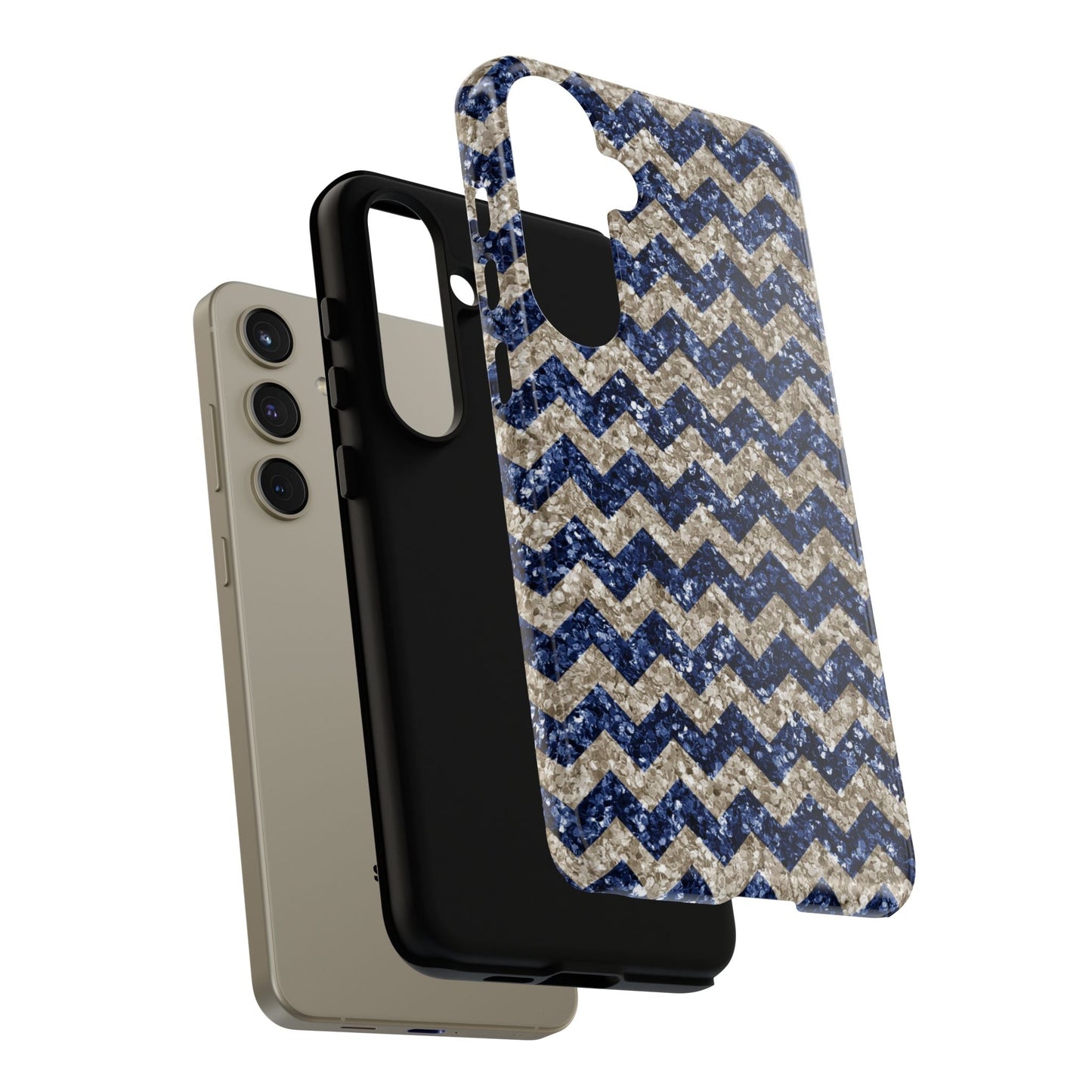 Navy Glitter Chevron – Samsung Galaxy Case - BOGO Cases