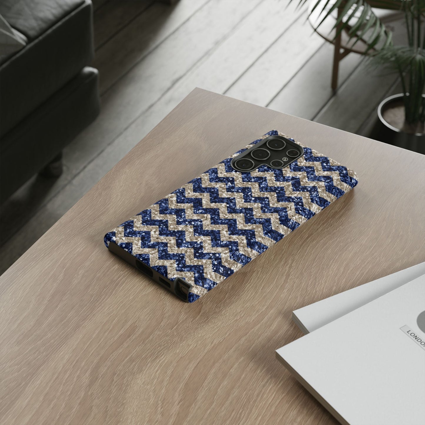 Navy Glitter Chevron – Samsung Galaxy Case - BOGO Cases