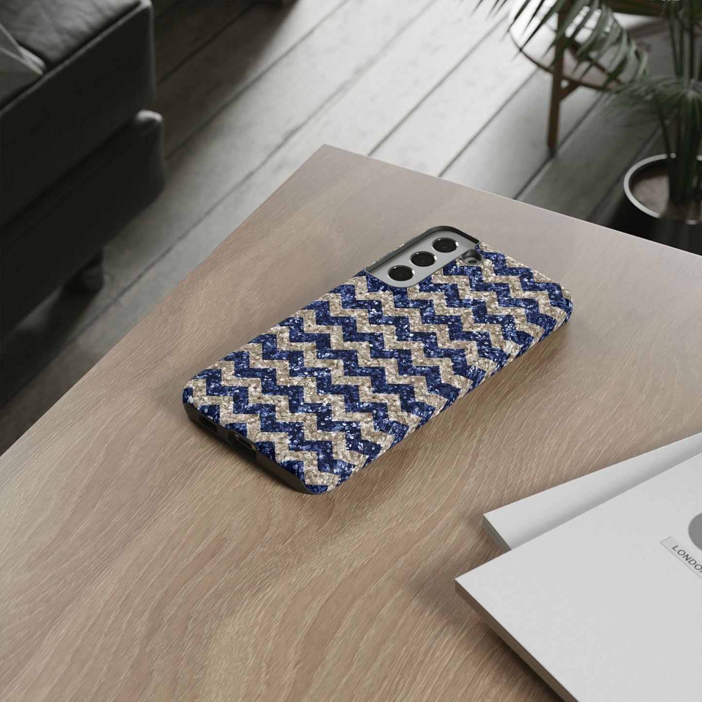 Navy Glitter Chevron – Samsung Galaxy Case - BOGO Cases