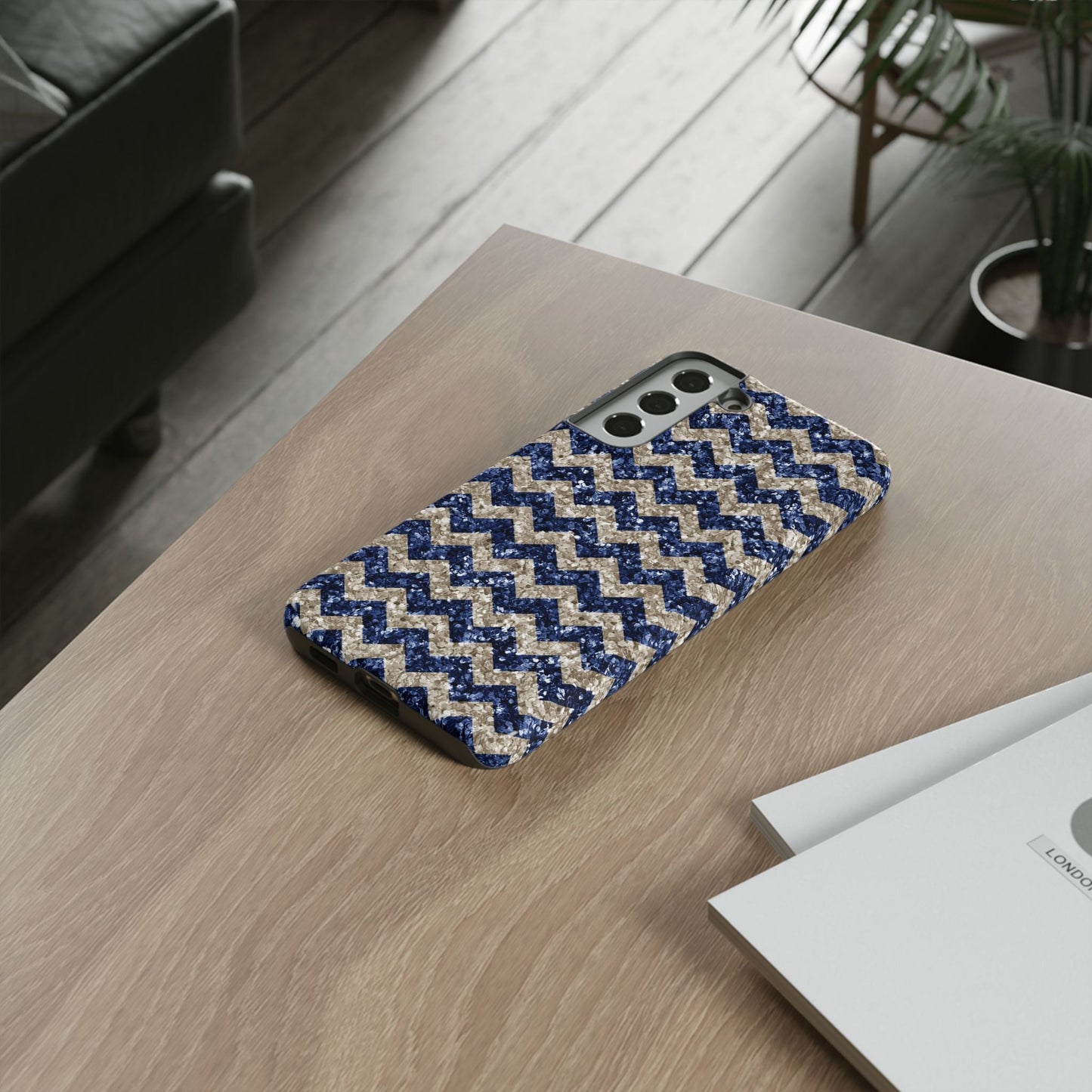 Navy Glitter Chevron – Samsung Galaxy Case - BOGO Cases