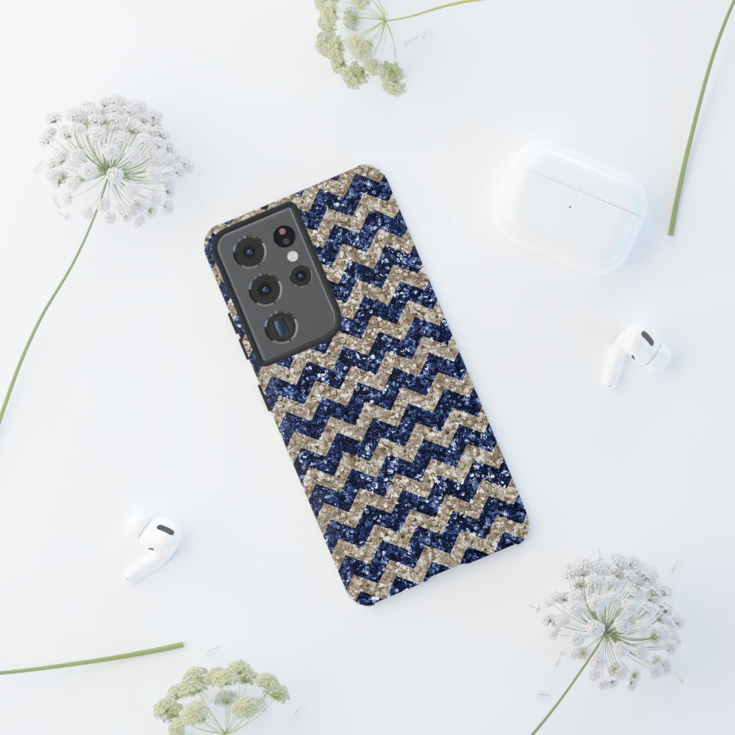 Navy Glitter Chevron – Samsung Galaxy Case - BOGO Cases