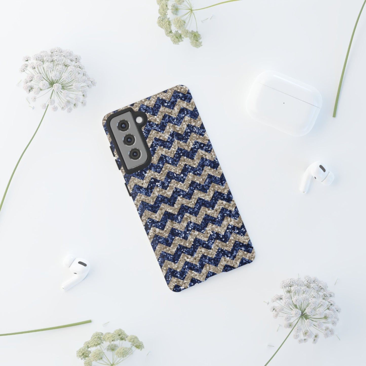Navy Glitter Chevron – Samsung Galaxy Case - BOGO Cases