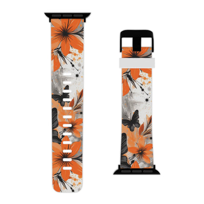 Orange Blossom & Black Butterfly Apple Watch Band - BOGO Cases