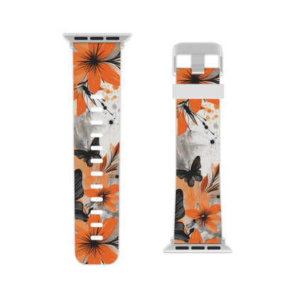 Orange Blossom & Black Butterfly Apple Watch Band - BOGO Cases