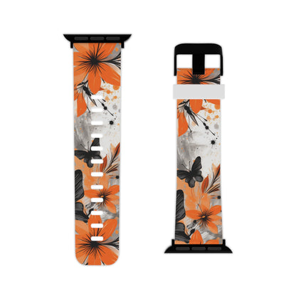 Orange Blossom & Black Butterfly Apple Watch Band - BOGO Cases