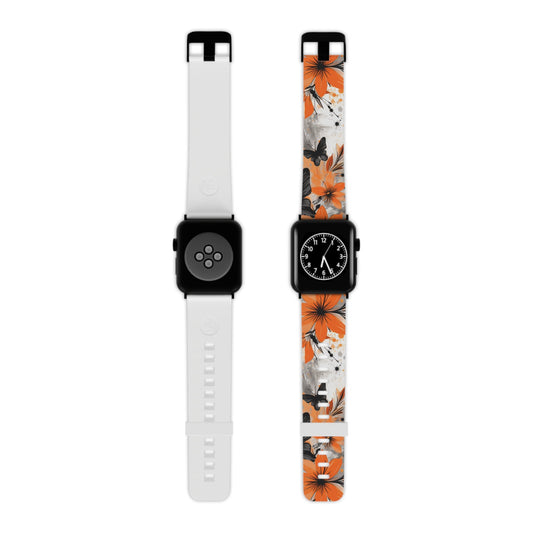 Orange Blossom & Black Butterfly Apple Watch Band - BOGO Cases