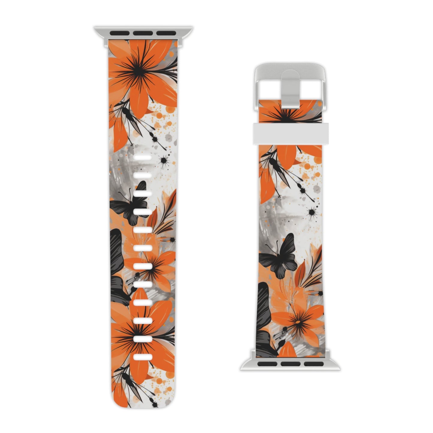 Orange Blossom & Black Butterfly Apple Watch Band - BOGO Cases