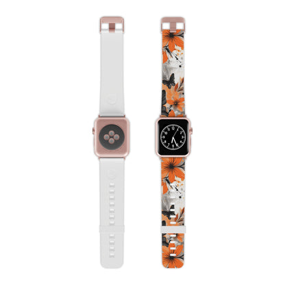 Orange Blossom & Black Butterfly Apple Watch Band - BOGO Cases