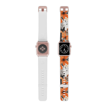 Orange Blossom & Black Butterfly Apple Watch Band - BOGO Cases