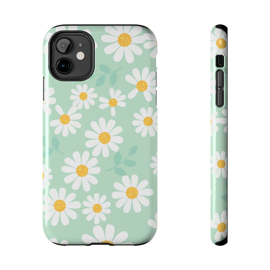 Pastel Daisy iPhone Case – Soft Mint Green Floral Design, Slim and Durable - BOGO Cases