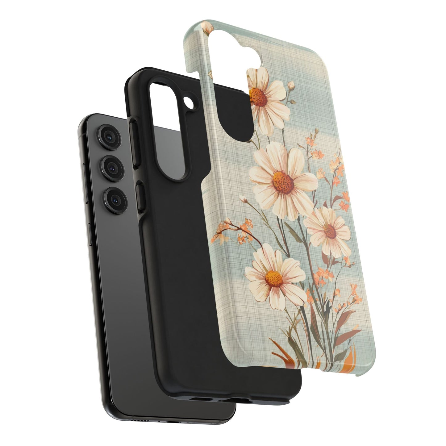 Pastel Green Daisy Samsung Galaxy Case - Floral Plaid Protective Cover - BOGO Cases