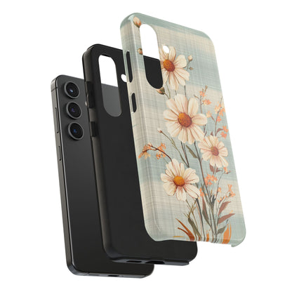 Pastel Green Daisy Samsung Galaxy Case - Floral Plaid Protective Cover - BOGO Cases