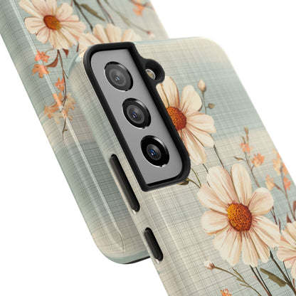 Pastel Green Daisy Samsung Galaxy Case - Floral Plaid Protective Cover - BOGO Cases