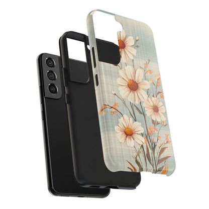 Pastel Green Daisy Samsung Galaxy Case - Floral Plaid Protective Cover - BOGO Cases