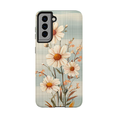 Pastel Green Daisy Samsung Galaxy Case - Floral Plaid Protective Cover - BOGO Cases