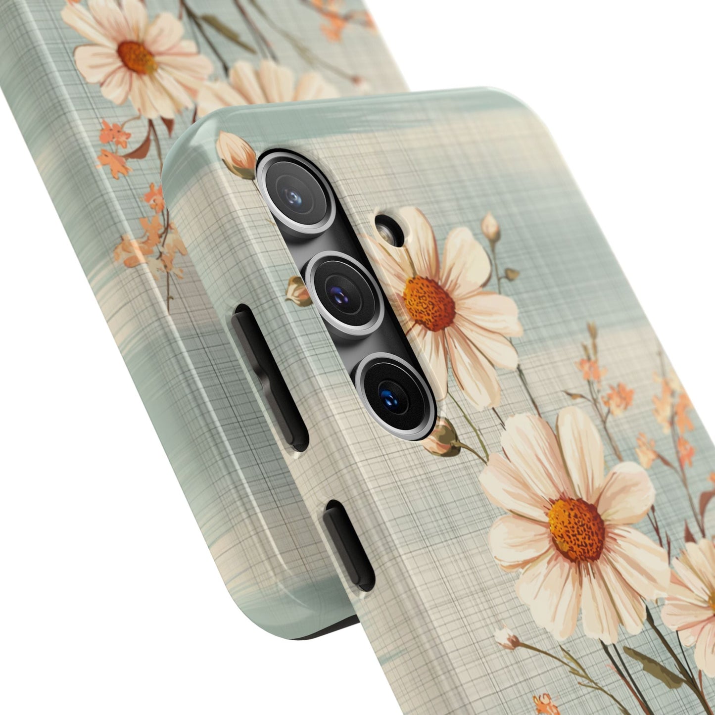 Pastel Green Daisy Samsung Galaxy Case - Floral Plaid Protective Cover - BOGO Cases