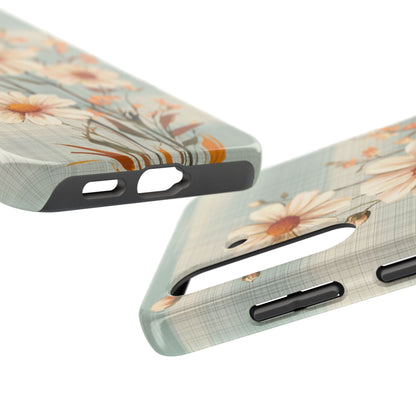 Pastel Green Daisy Samsung Galaxy Case - Floral Plaid Protective Cover - BOGO Cases