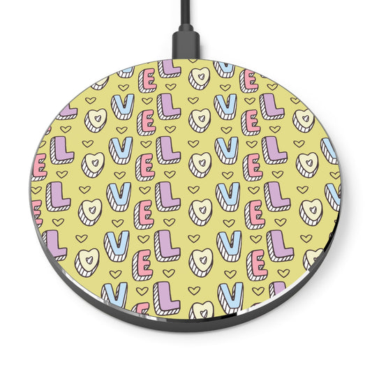 Pastel Love Pattern Wireless Charger – Qi Compatible, Non - Slip Design - BOGO Cases