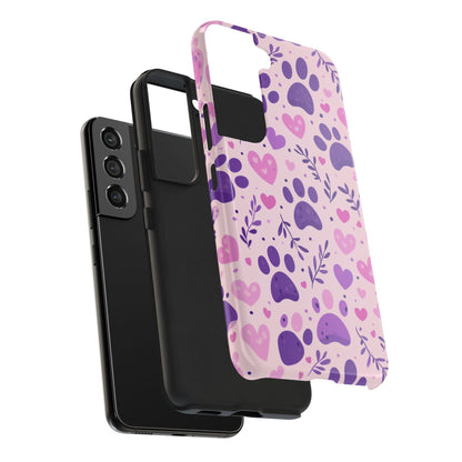 Pastel Paw Print Samsung Galaxy Case - Cute Pet - Themed Floral Protective Cover - BOGO Cases