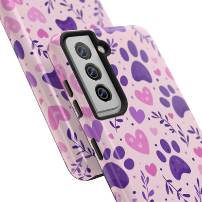 Pastel Paw Print Samsung Galaxy Case - Cute Pet - Themed Floral Protective Cover - BOGO Cases