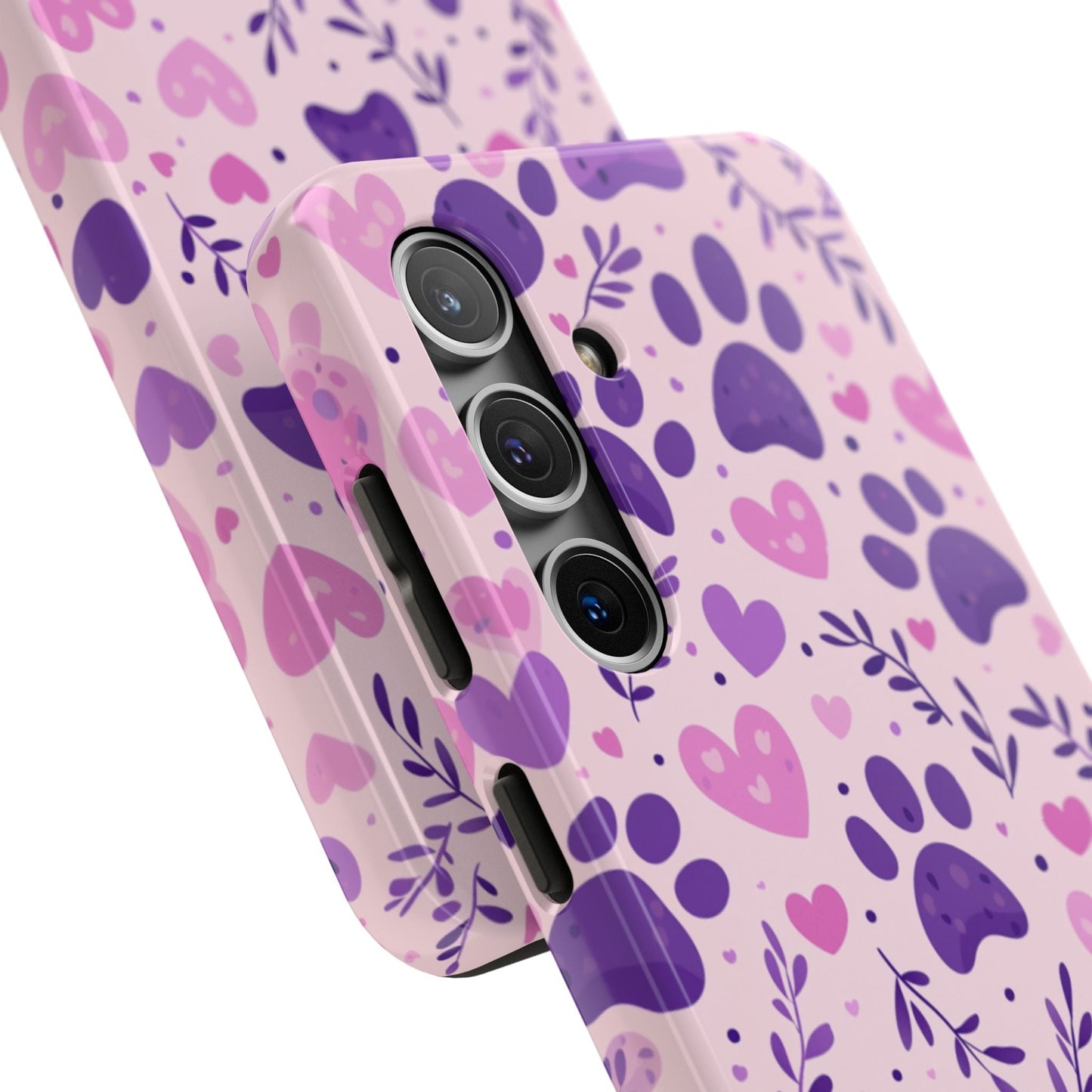 Pastel Paw Print Samsung Galaxy Case - Cute Pet - Themed Floral Protective Cover - BOGO Cases