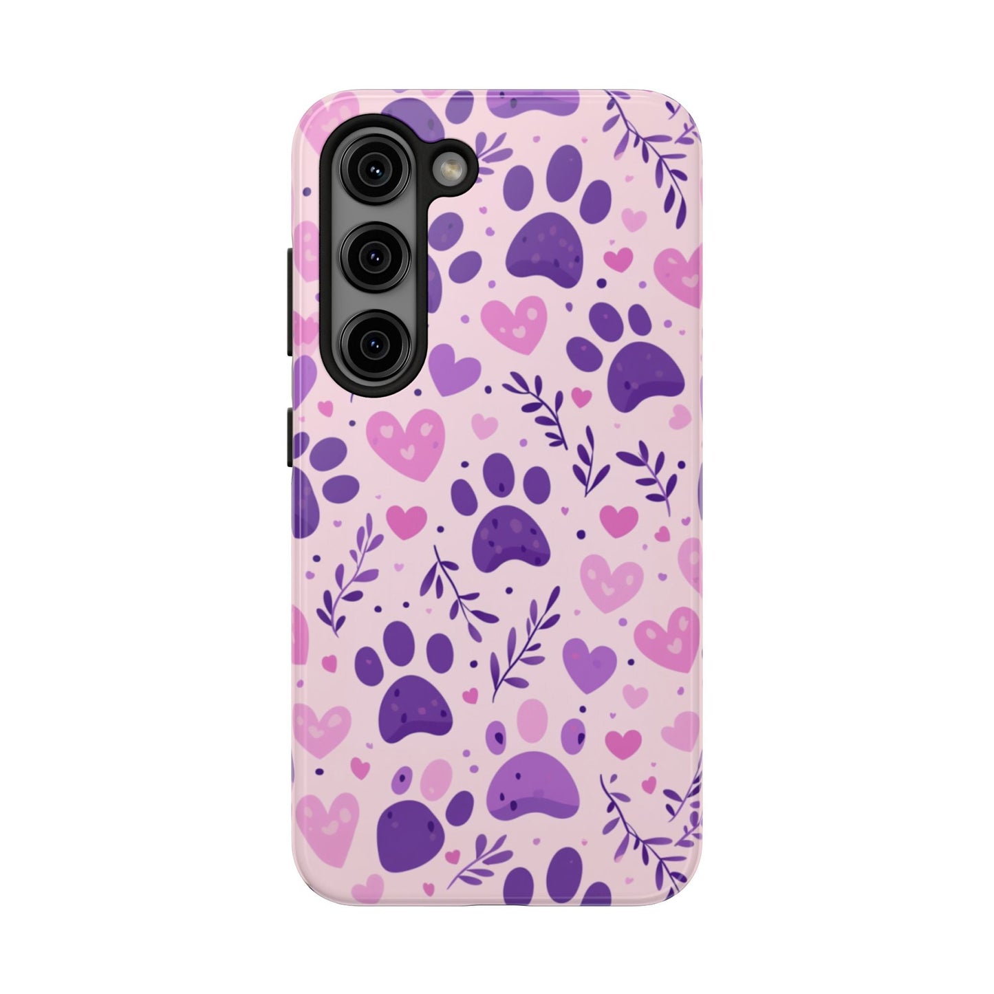 Pastel Paw Print Samsung Galaxy Case - Cute Pet - Themed Floral Protective Cover - BOGO Cases