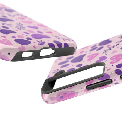 Pastel Paw Print Samsung Galaxy Case - Cute Pet - Themed Floral Protective Cover - BOGO Cases