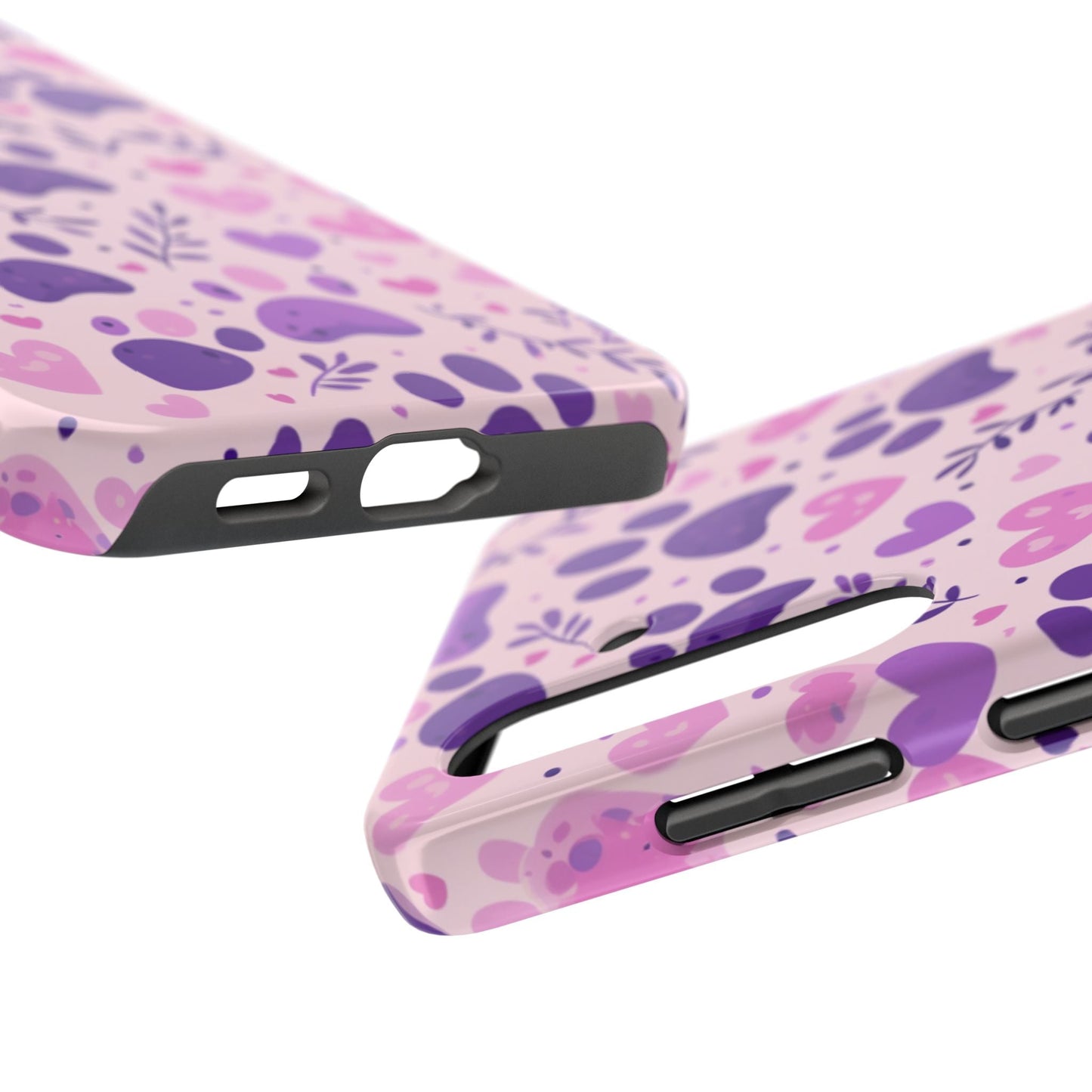 Pastel Paw Print Samsung Galaxy Case - Cute Pet - Themed Floral Protective Cover - BOGO Cases